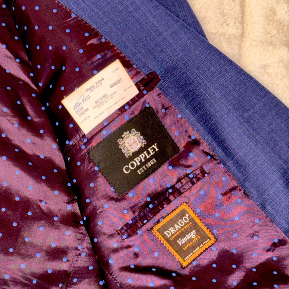 Coppley Drago blue tweed wool Super 130’s blazer sport coat jacket, sz 48 - Picture 5 of 13